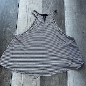 Forever, 21 size medium cotton, blue and white stripe tank top a line hem